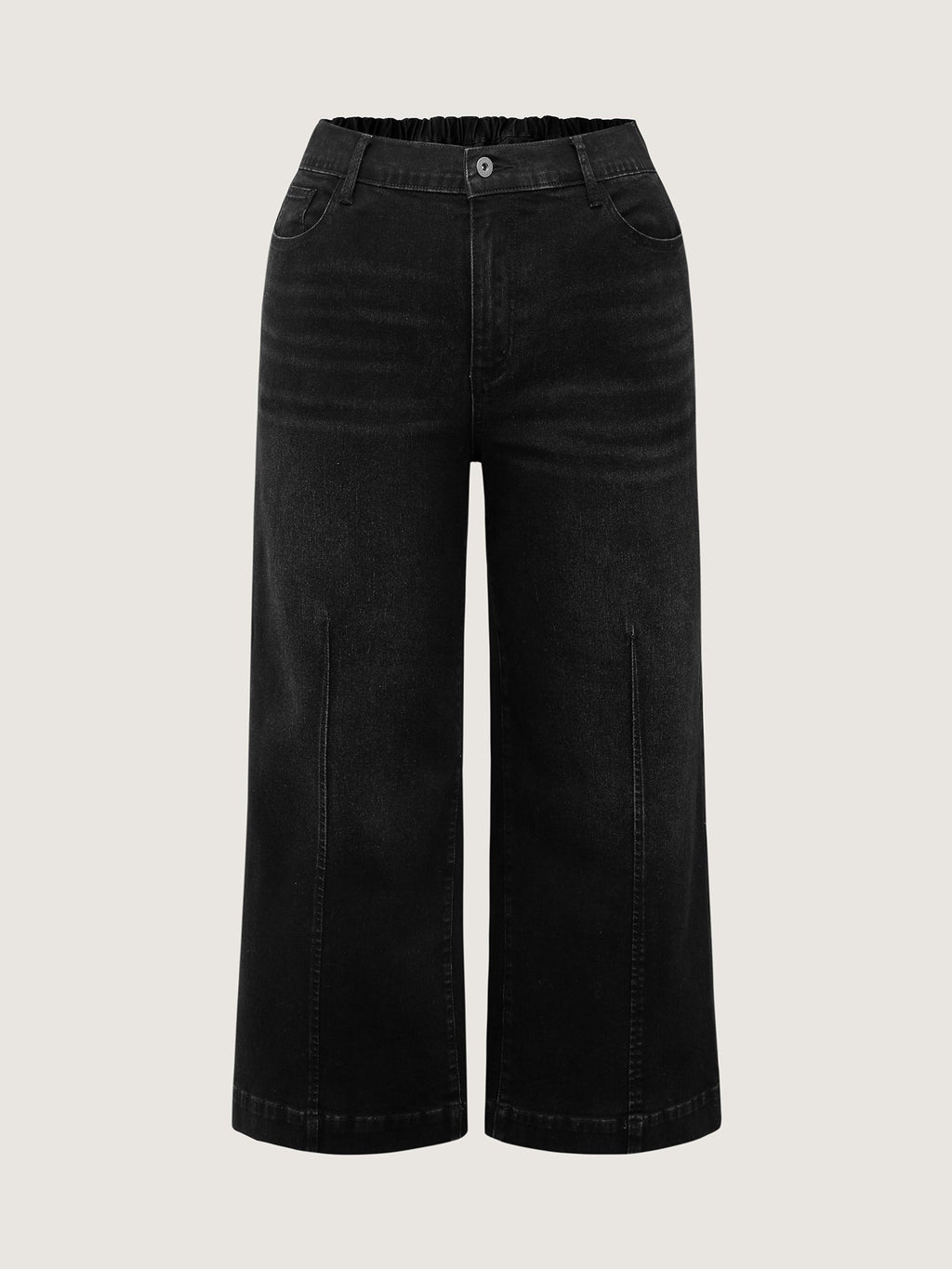 Back Elastic Waist High Rise Wide-Leg Jeans