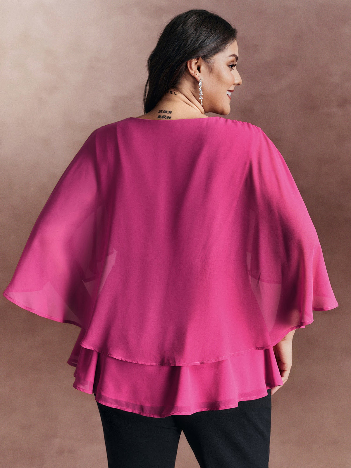 Chiffon Shawl Layered Sheer Blouse