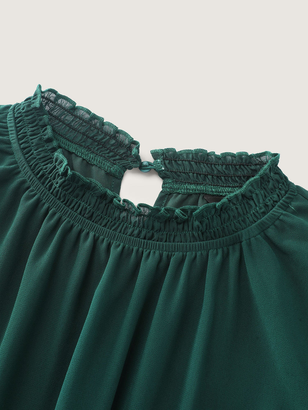 Shirred Layered Ruffled Sheer Sleeve Blouse