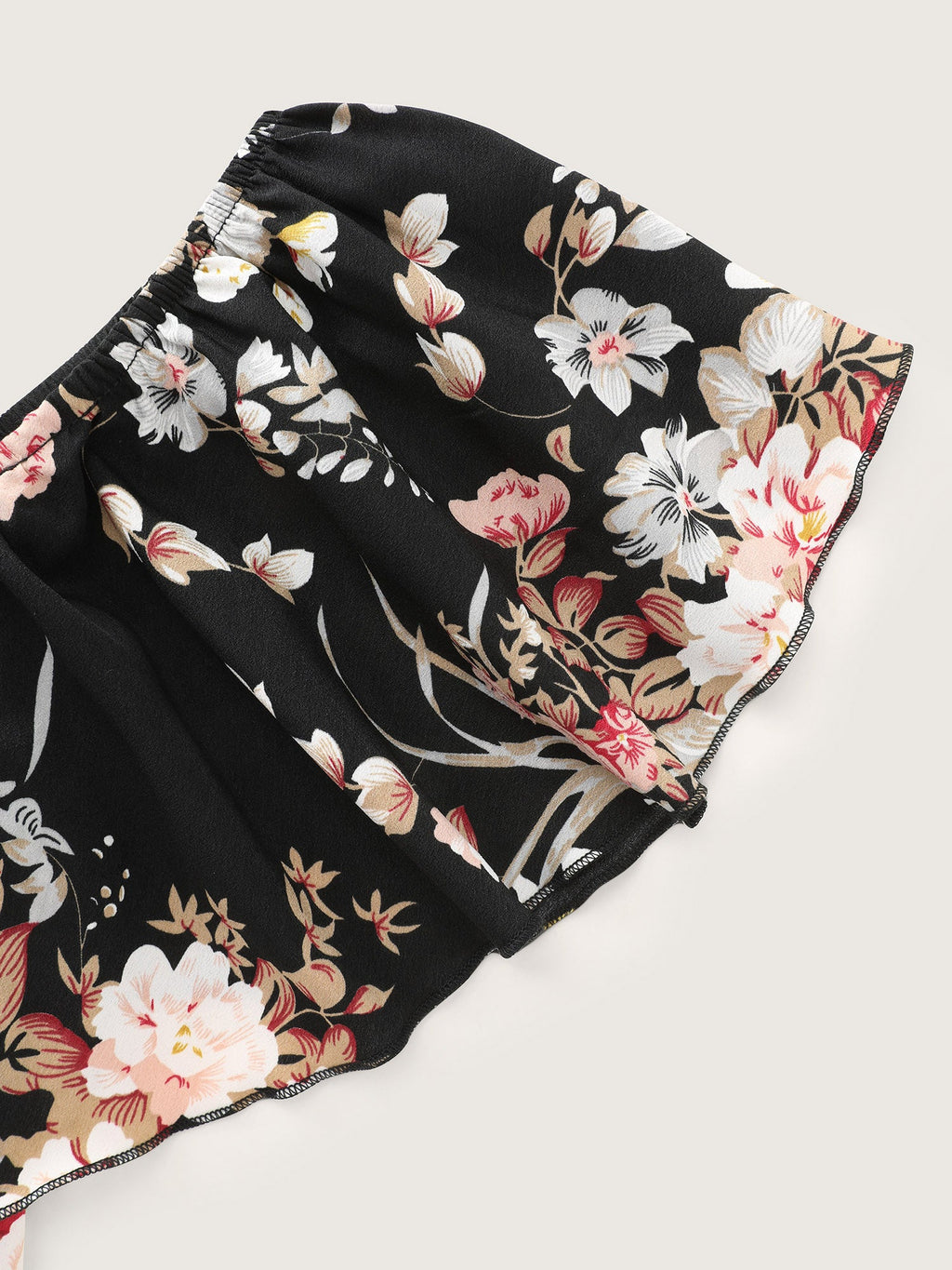 Large Floral Print Cold-Shoulder Blouse