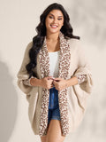 Leopard Collar Dolman Sleeve Knit Cardigan