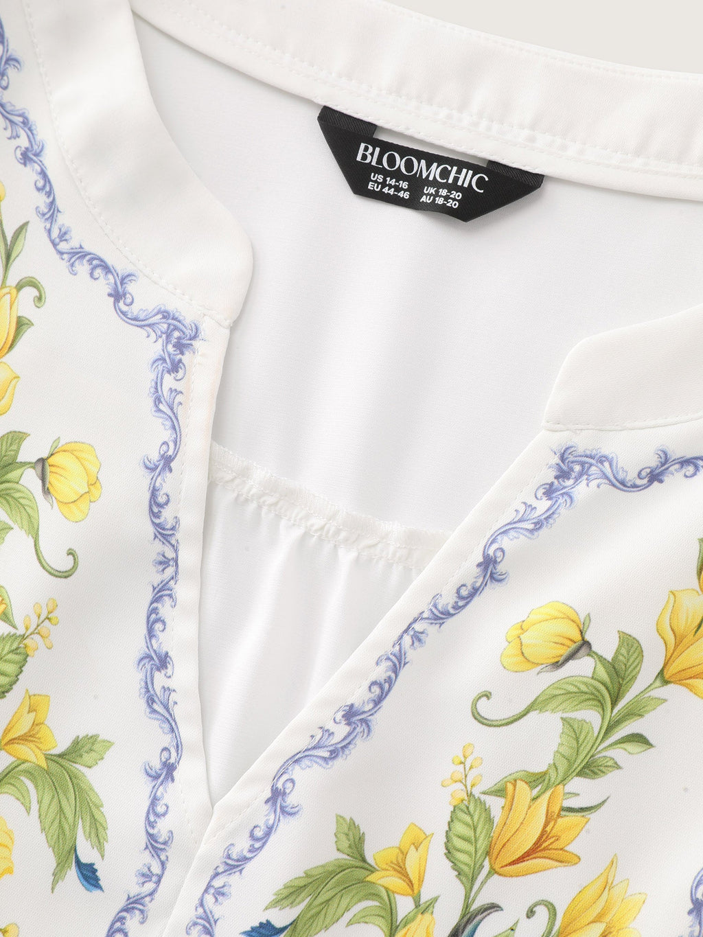 Floral Branch Print Notched Collar Blouse