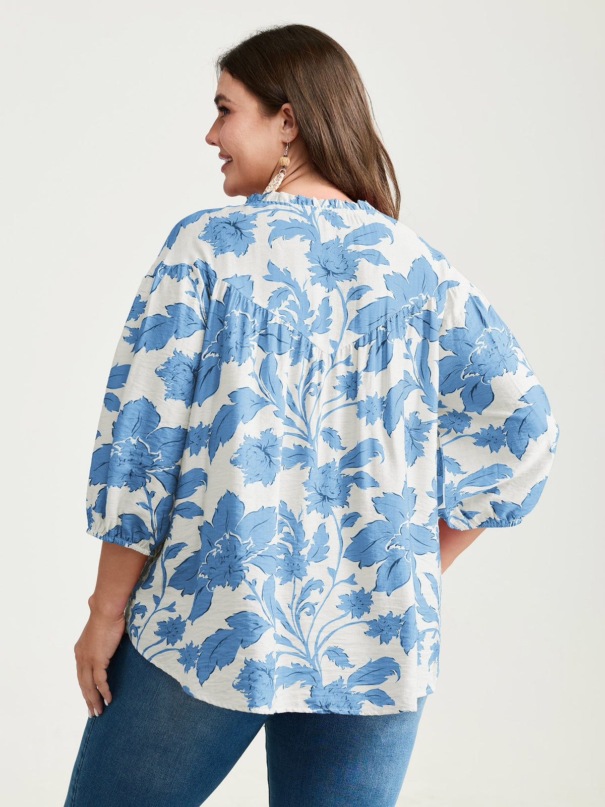 Sweet Floral Print Button Front Blouse