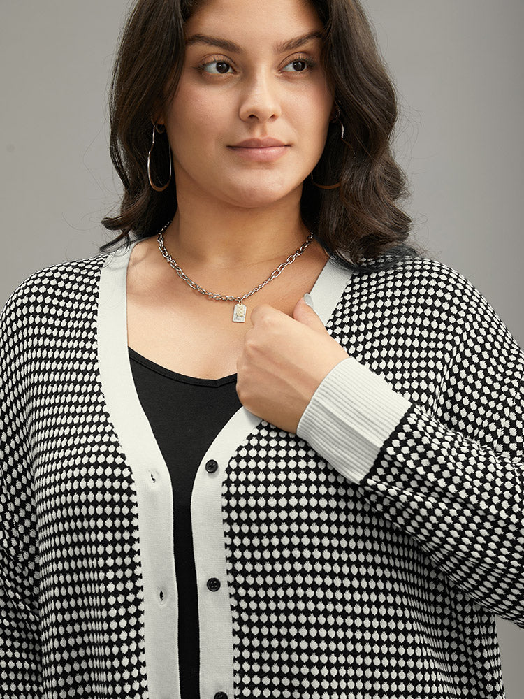 Polka Dot Patchwork Button Through Cardigan