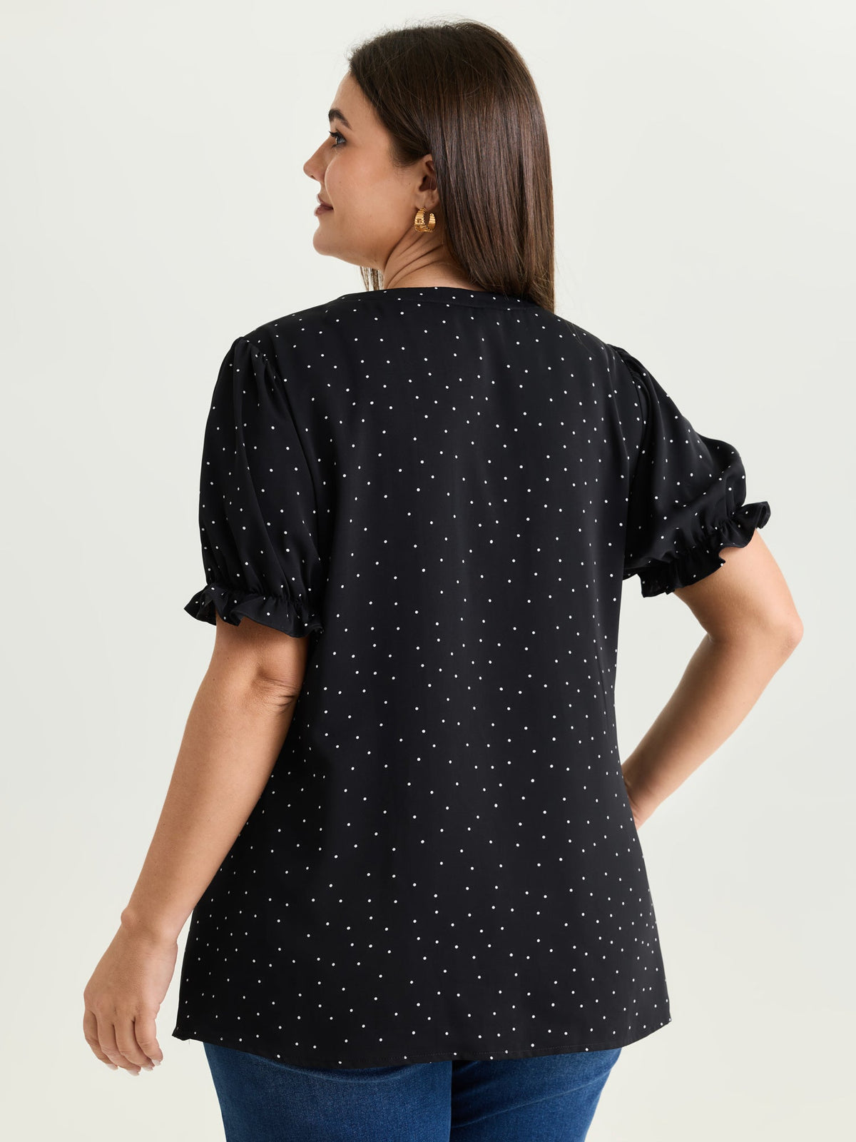 Micro Dots Charm Pleated Blouse