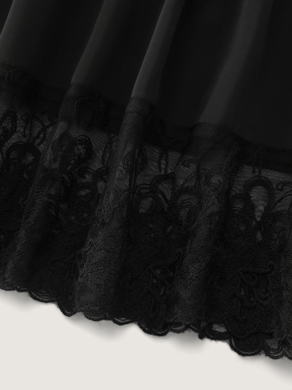 Sheer Lace Hem Satin Blouse