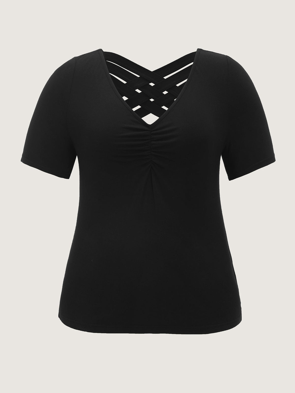 Back Cross-Tie Ruched Front Knit Top