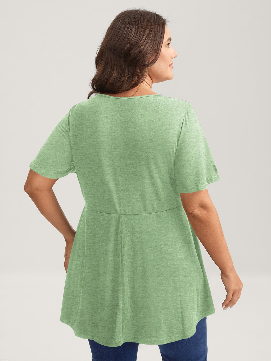 Ruffled Sleeve Round Neck Babydoll Top
