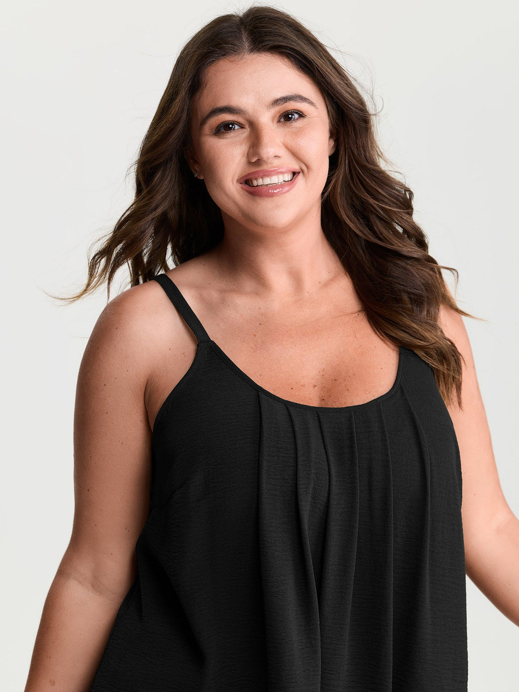 Pleated Flowy Plain Tank Top