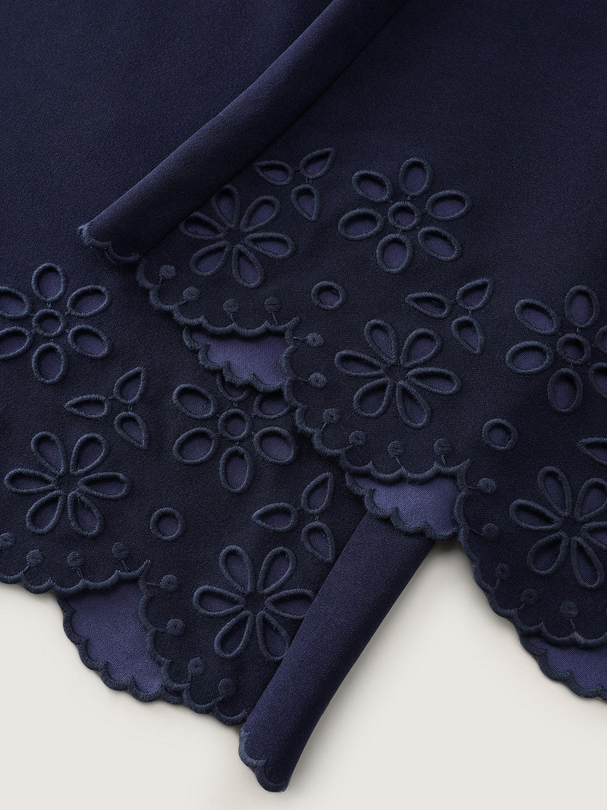 Cut-Out Embroidered Hem Plain Pants