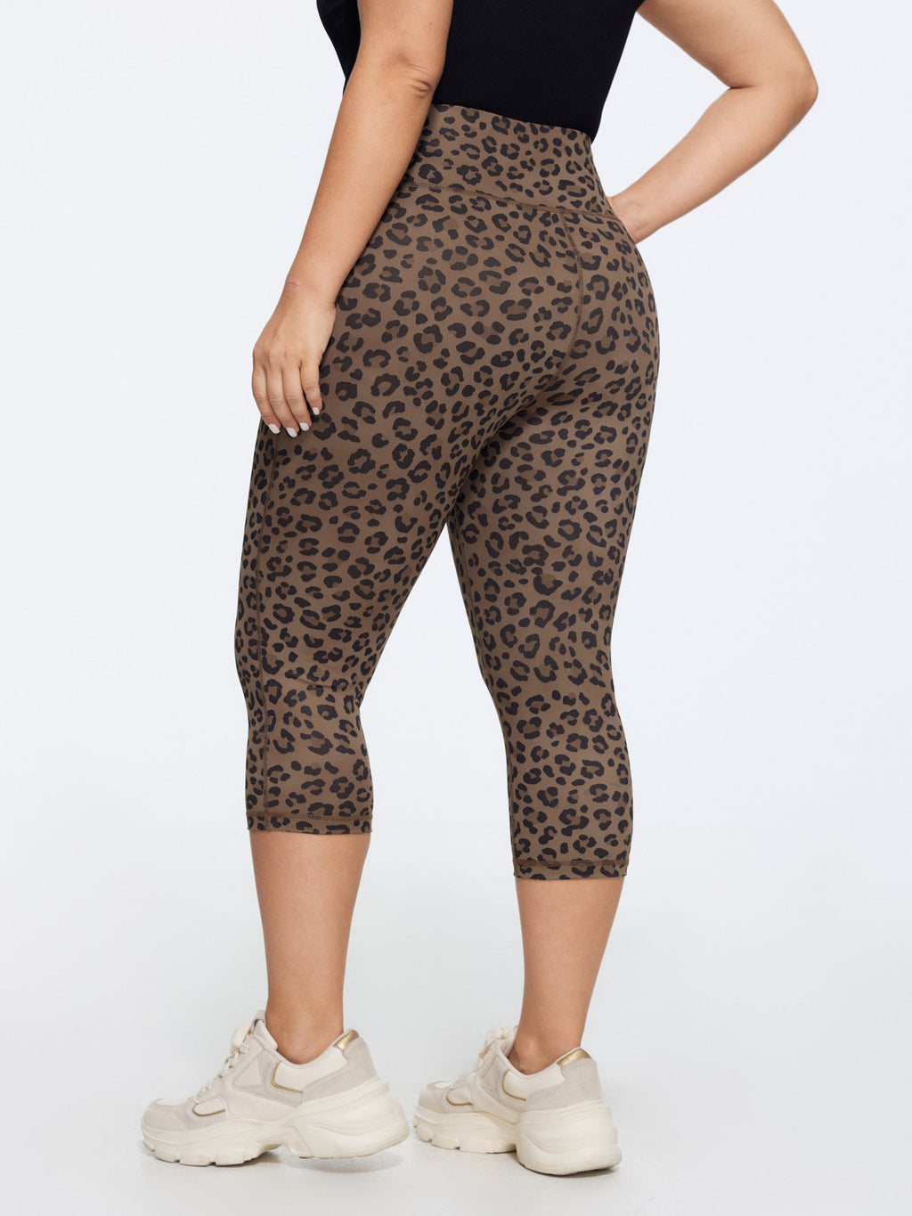 Stretchy Leopard Print Wide Waistband Leggings