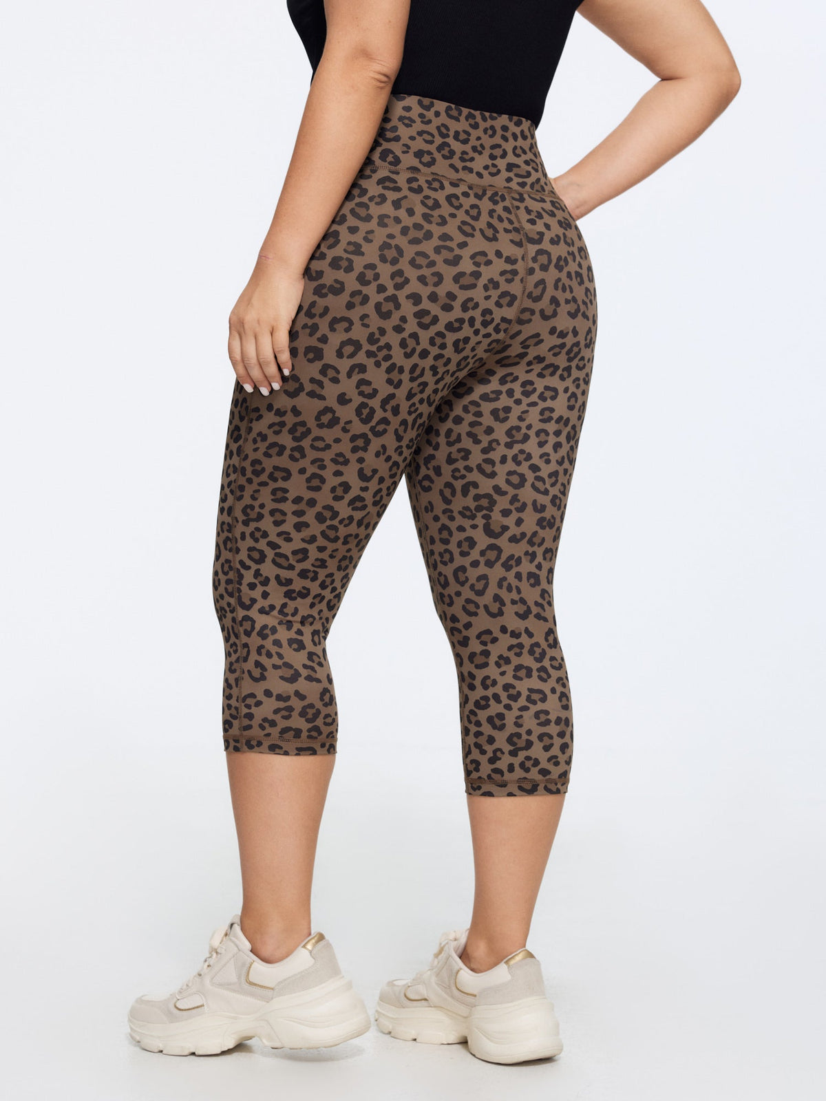 Stretchy Leopard Print Wide Waistband Leggings