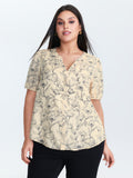 Monochrome Floral Print Button-Down Blouse