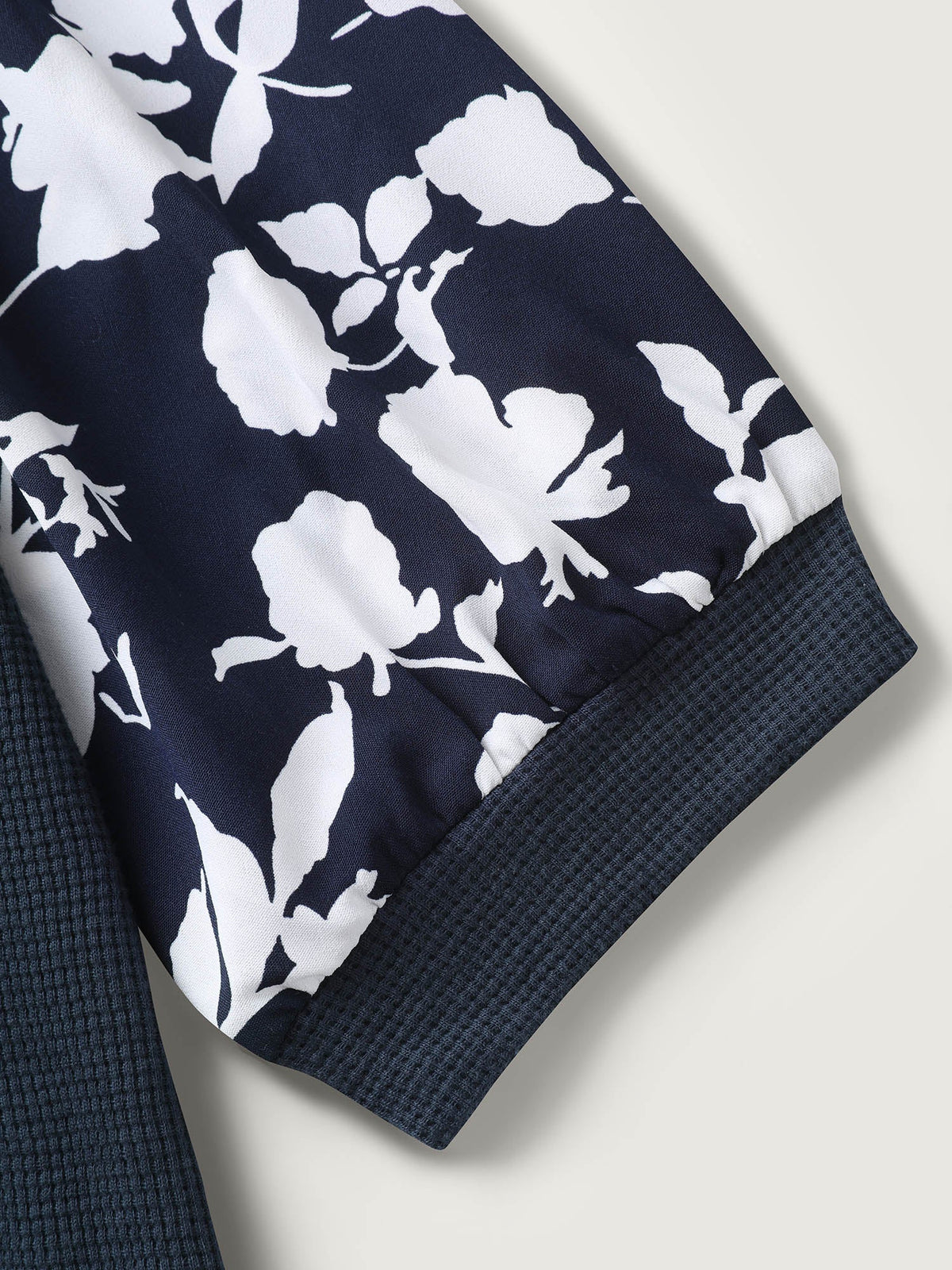 Textured Floral Puffy Sleeve Sweatshirt