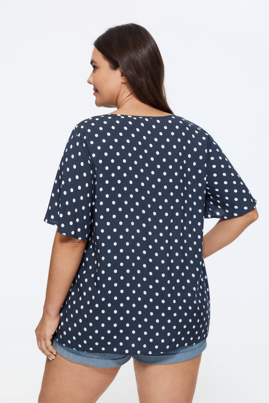 Floral Ruffle Sleeve Gathered Round Neck Blouse