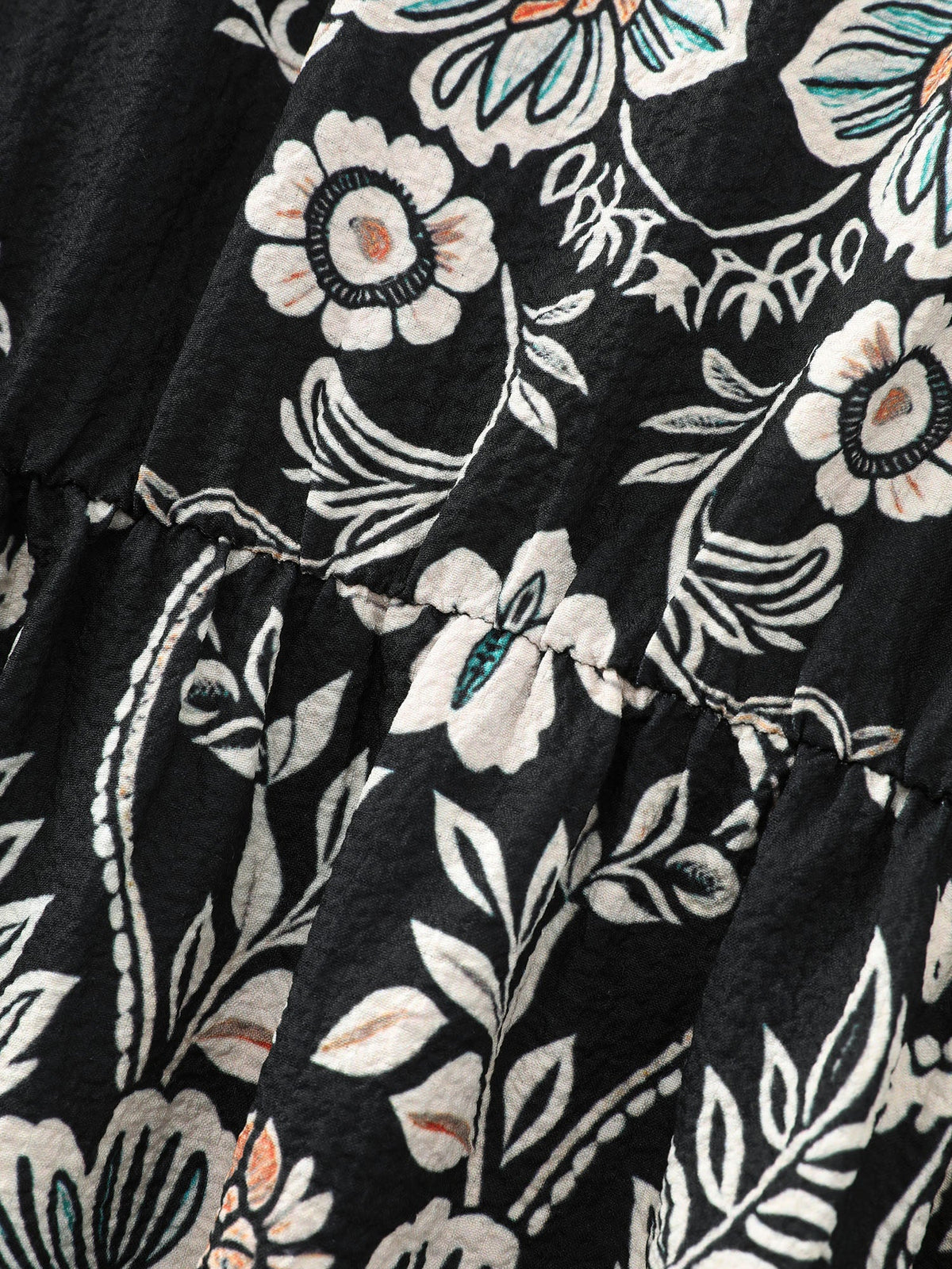 Boho Print Round Neck A-Line Mini Dress