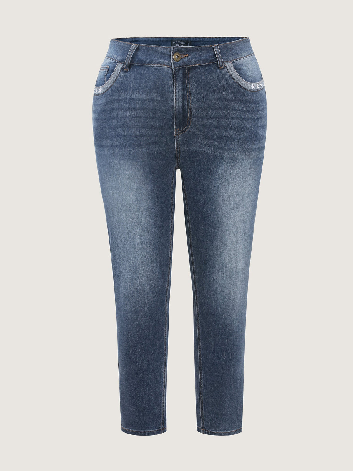 High-Rise Embroidered Cropped Skinny-Fit Jeans