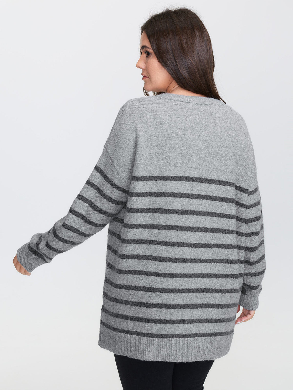Striped Open-Front Knit Cardigan