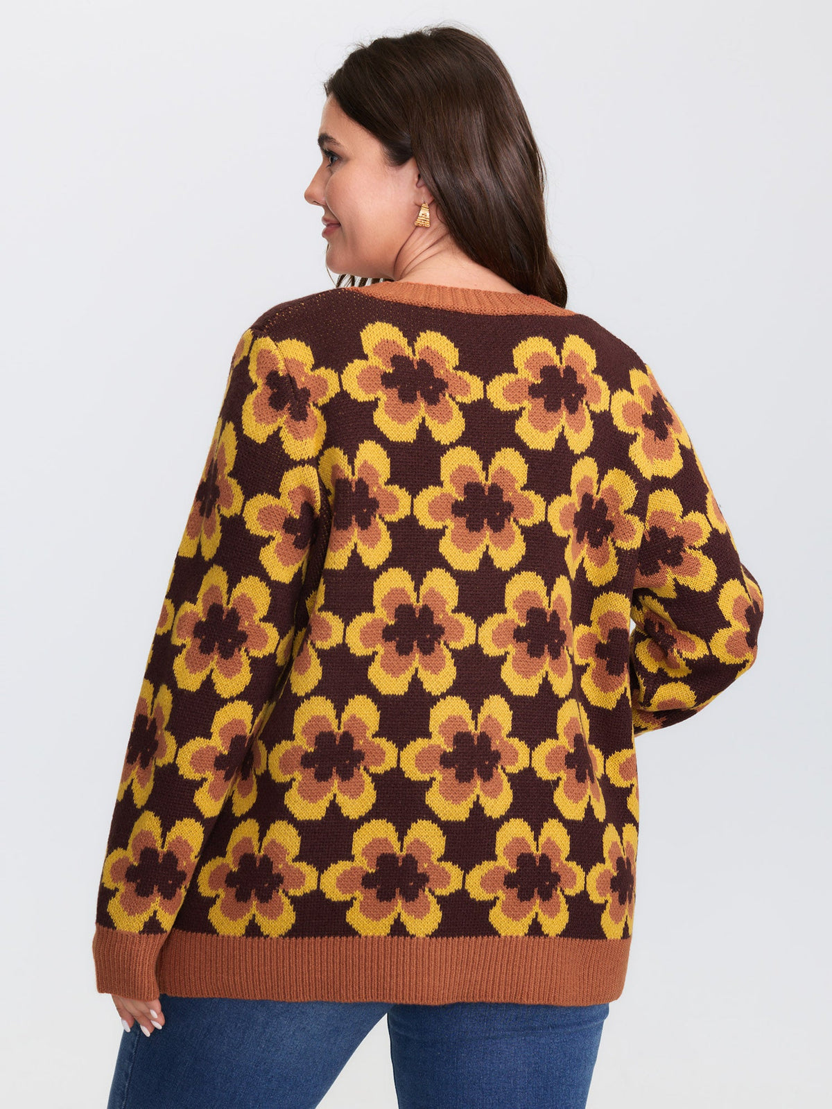 Retro Floral Jacquard Knit Cardigan
