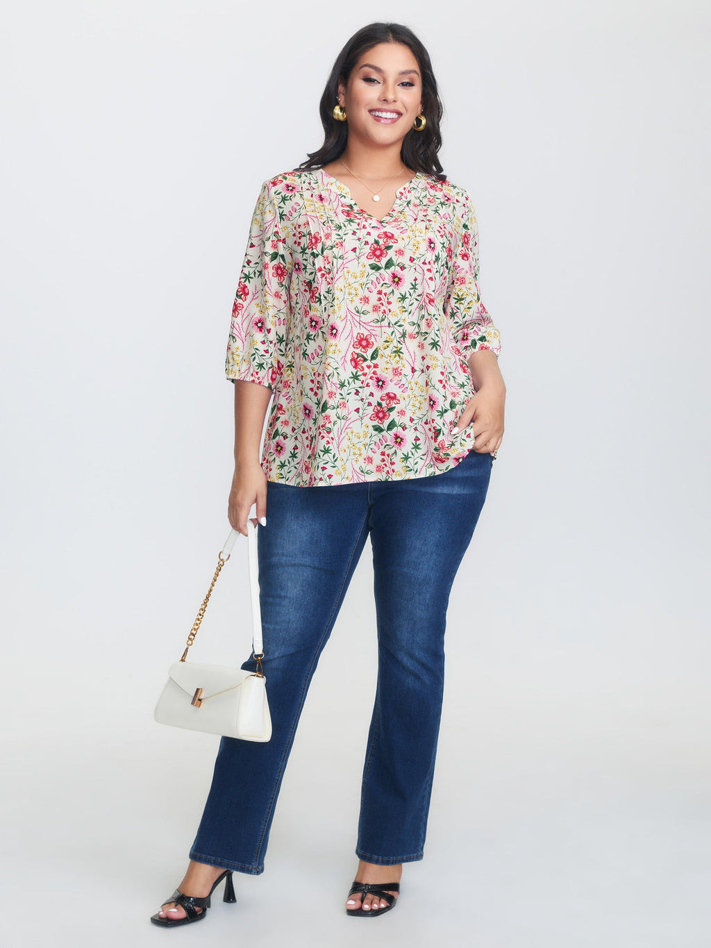 Floral Print Notched Collar Shirt