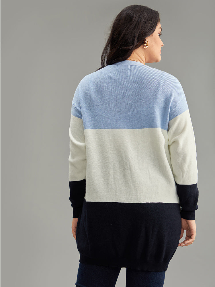 Supersoft Essentials Colorblock Contrast Open Front Cardigan