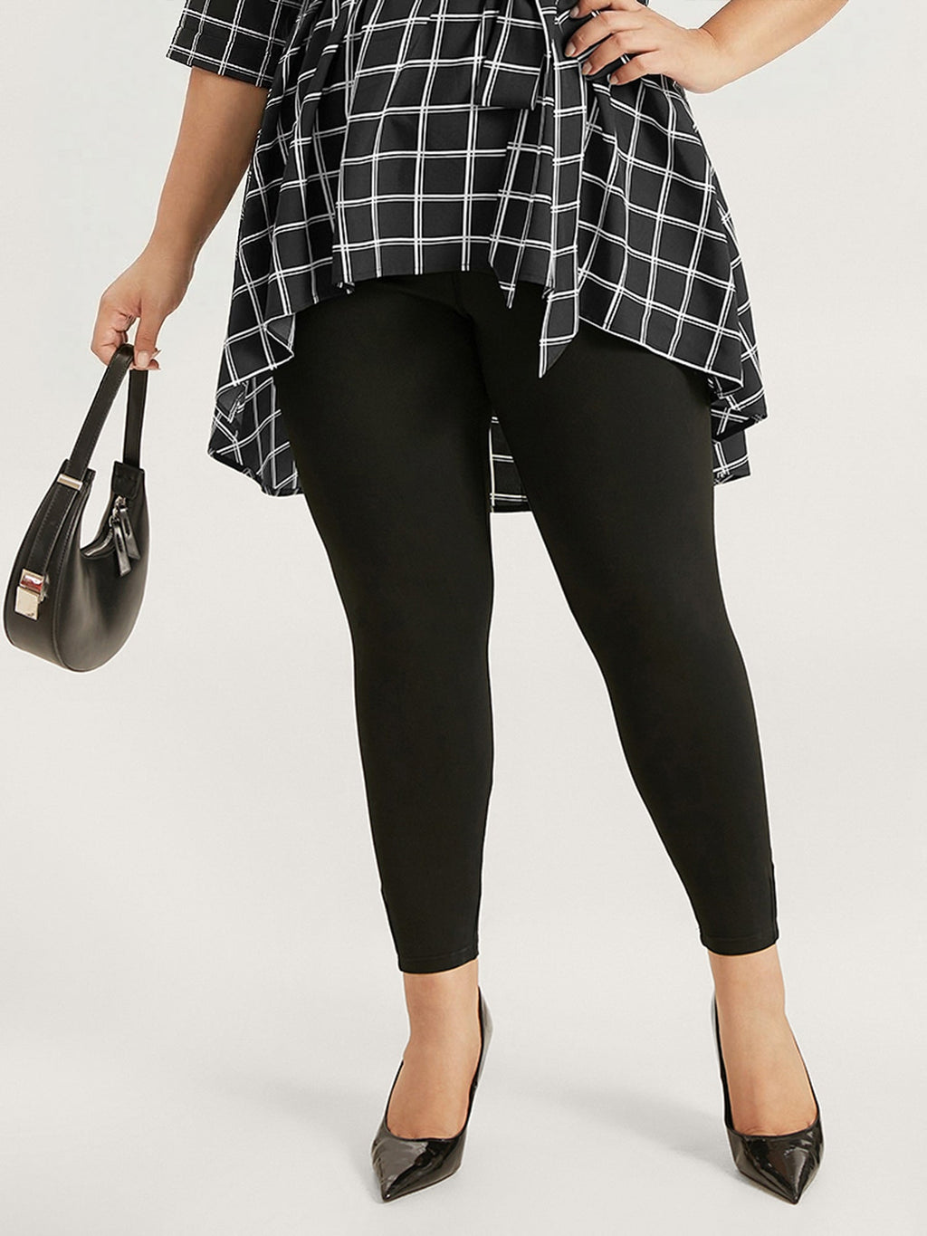 High Rise Pleated Elastic Waist Skinny Leggings