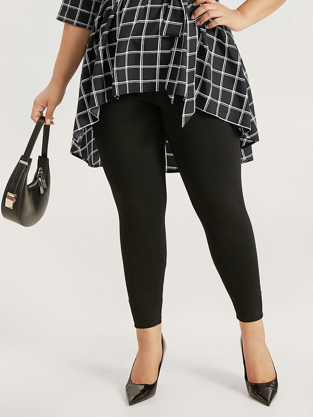 High Rise Pleated Elastic Waist Skinny Leggings