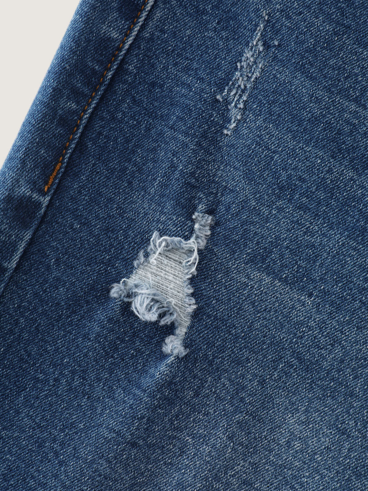 Stretchy Folded Hem Straight-Leg Jeans