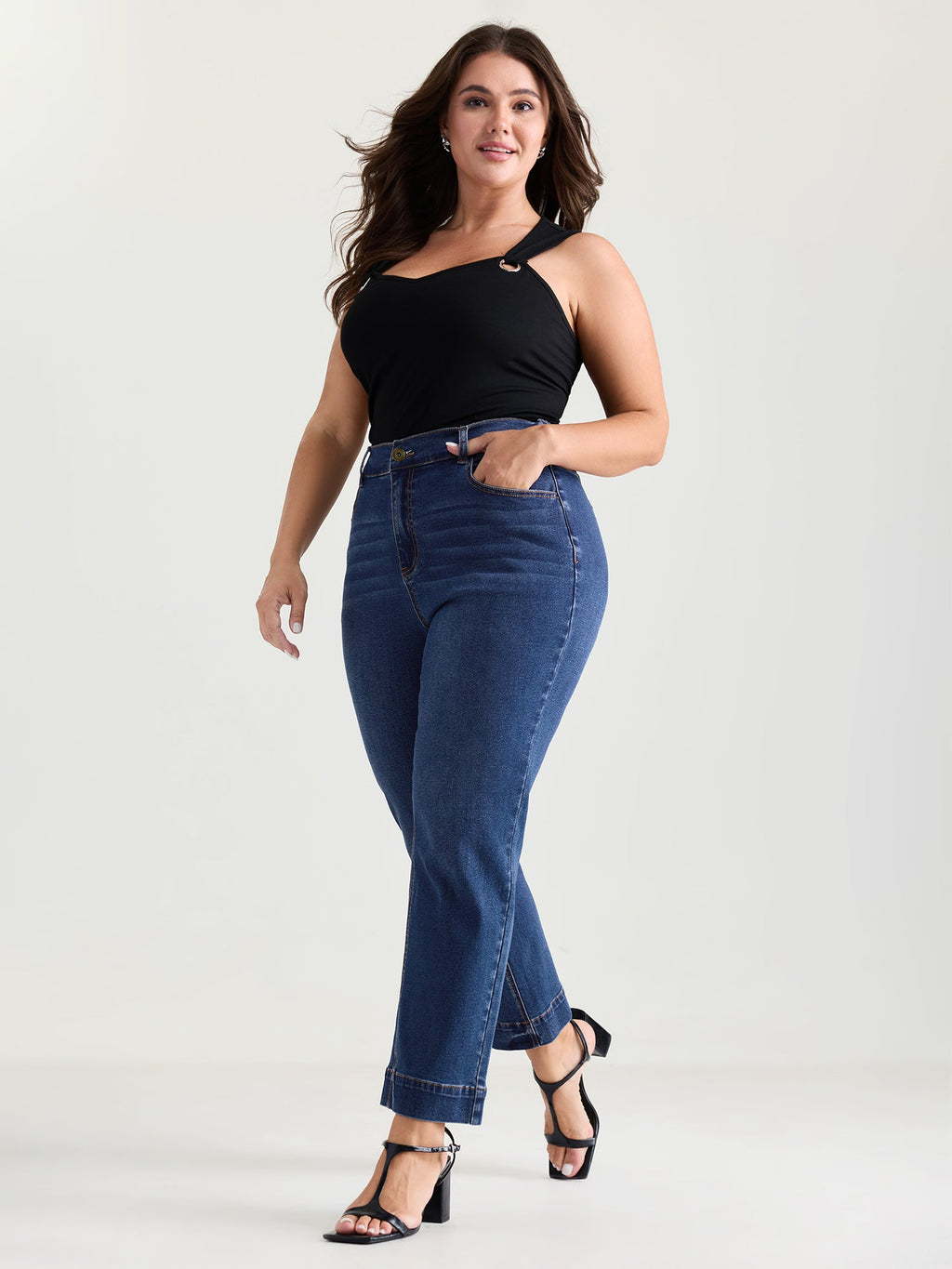 Thigh-Friendly High-Rise Straight-Leg Jeans