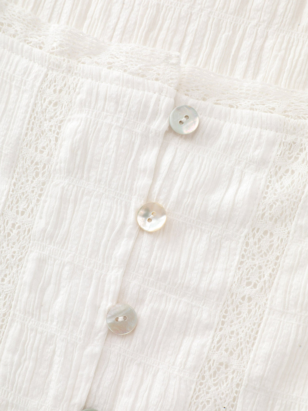 Lace Trim Sheer Ruffled Hem Blouse