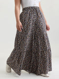 Micro Floral Print Wide Waistband Pants