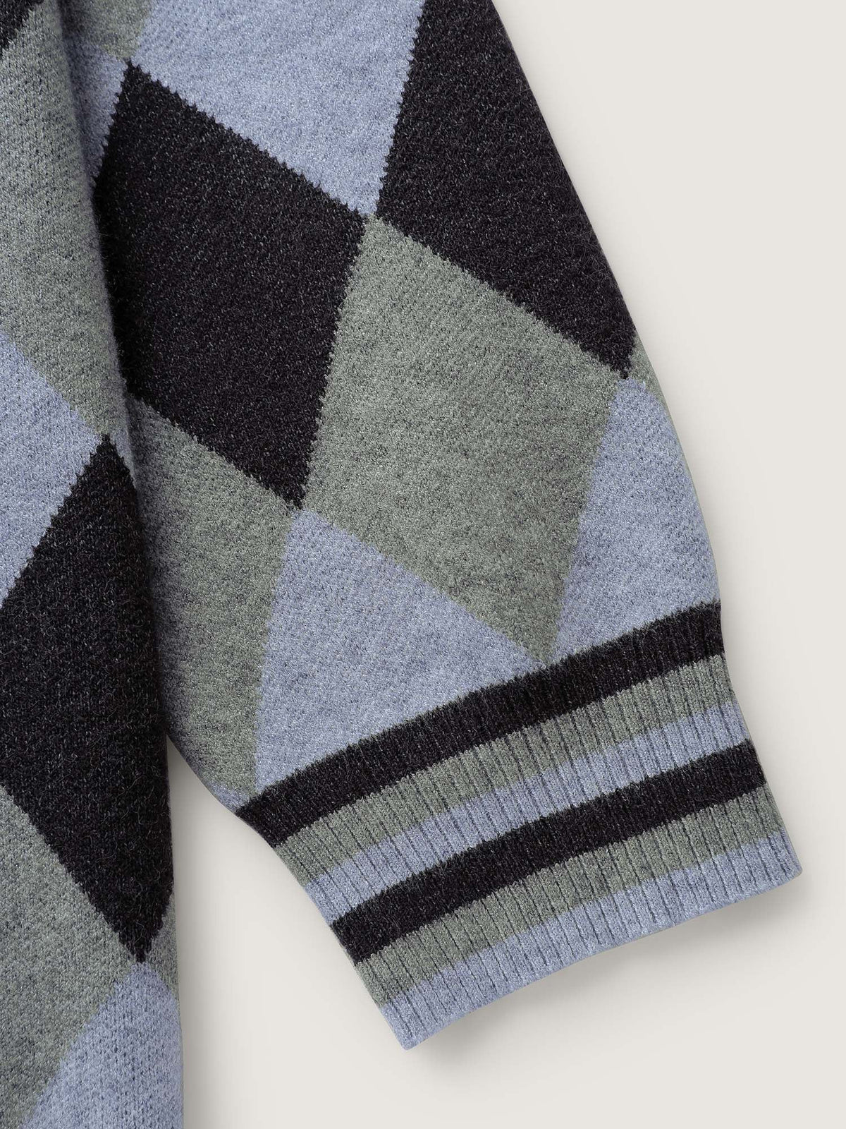 Geometrical Pattern Open-Front Knit Cardigan