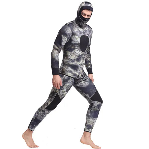 SBART Camo 5mm Men Neoprene Wetsuits Underwater Warm Hooded Spearfishing Wetsuit