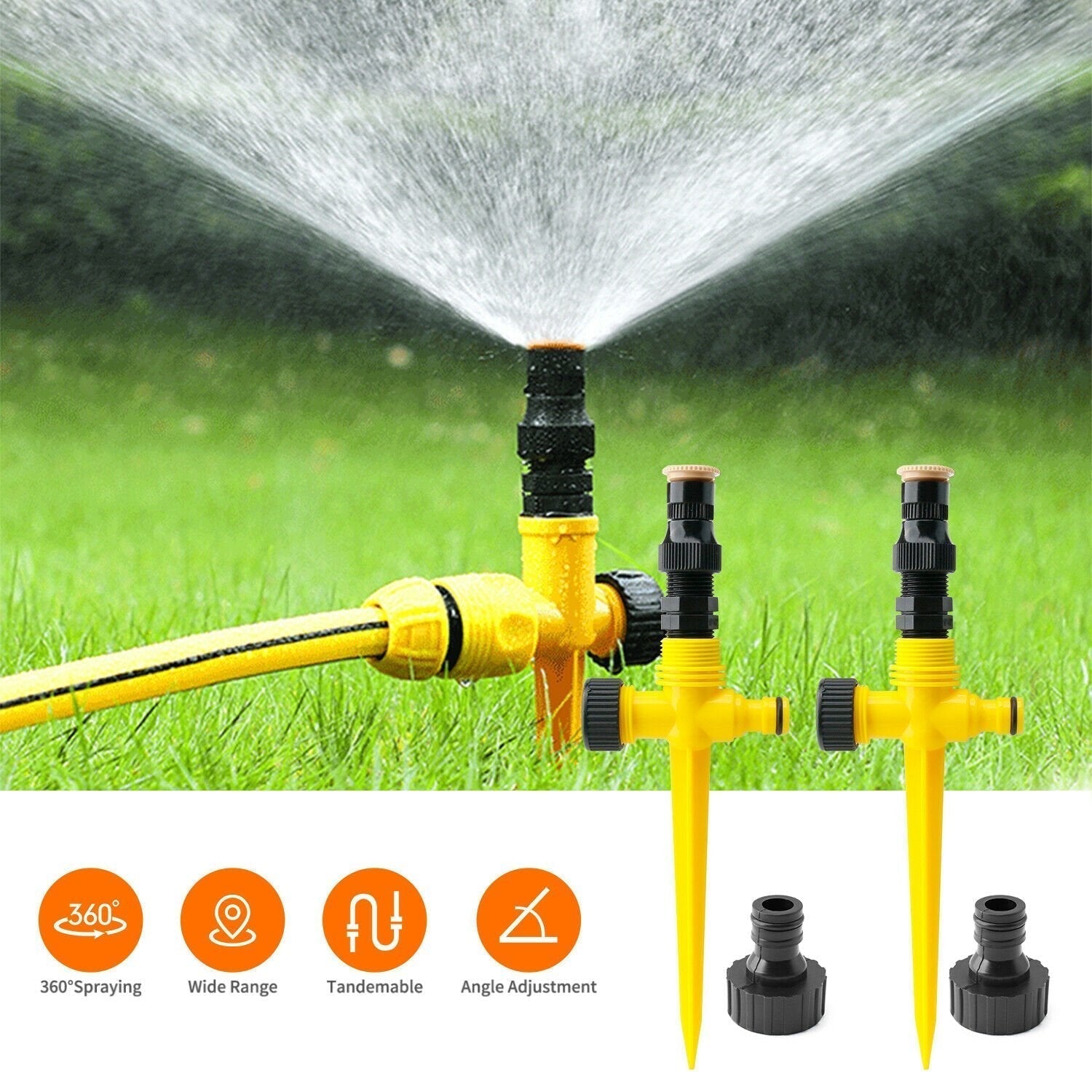 360° Rotation Auto Irrigation System Garden Rotating Lawn Sprinklers