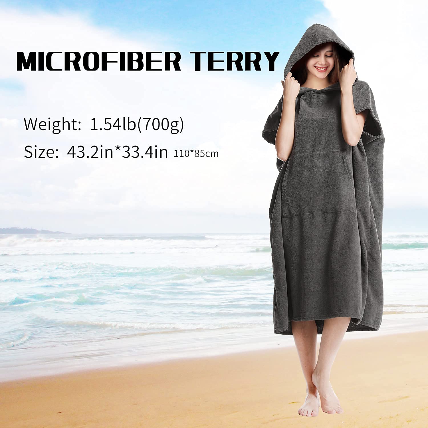 Surf Swimming Poncho Changing Robe Quick Dry Microfiber Changing Towel