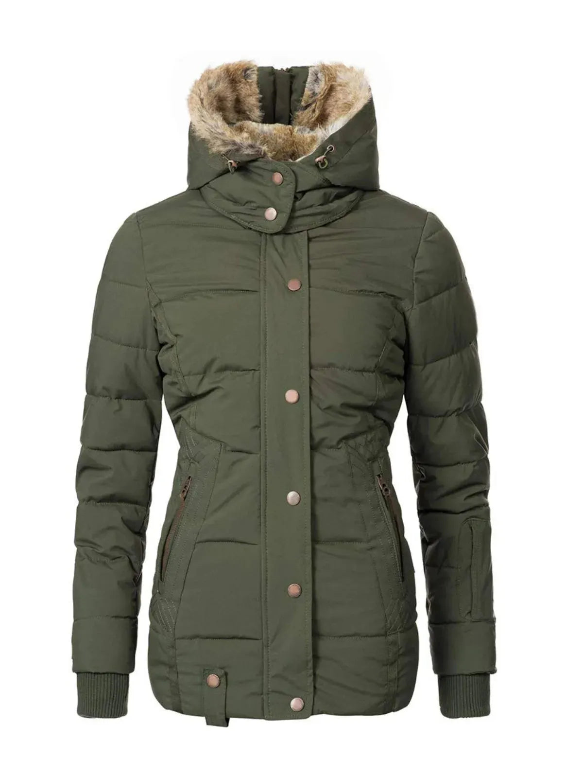 Women's Winter Hooded Parka Coat with Faux Fur Lined Outdoor Windproof Coat