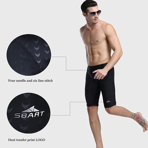 SBART Men's Lycra Rash Guards Pants Shark Skin Competitive Beach Shorts Jammers