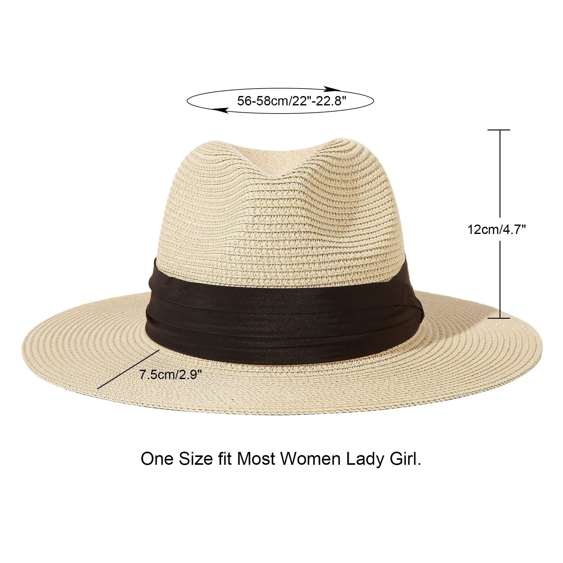 Packable Straw Fedora Panama Sun Summer Beach Hat Cuban Trilby
