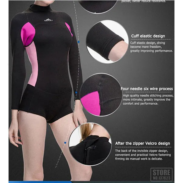 SBART 2mm Neoprene Women Shorty Wetsuit Kite Surfing Snorkeling Swimwear Swimsuit