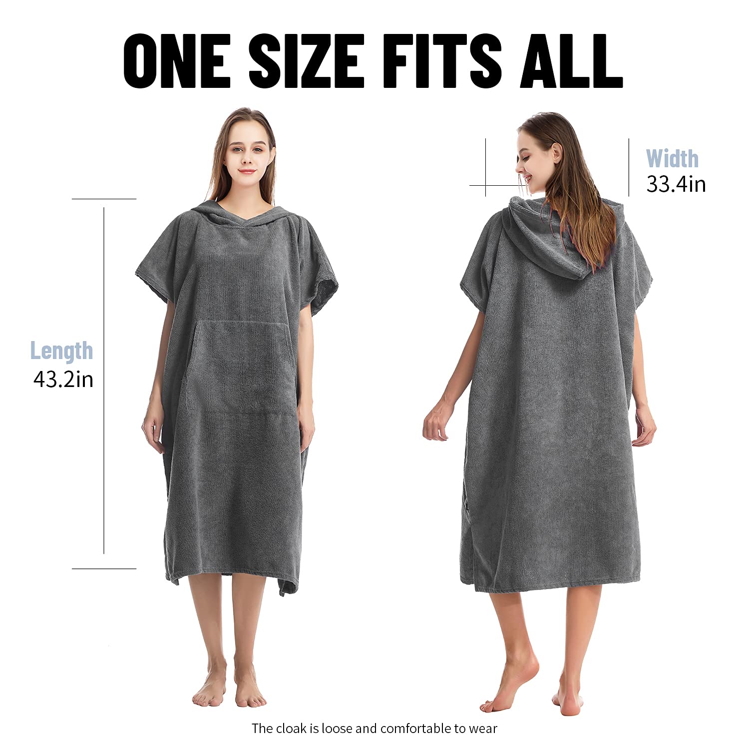 Surf Swimming Poncho Changing Robe Quick Dry Microfiber Changing Towel