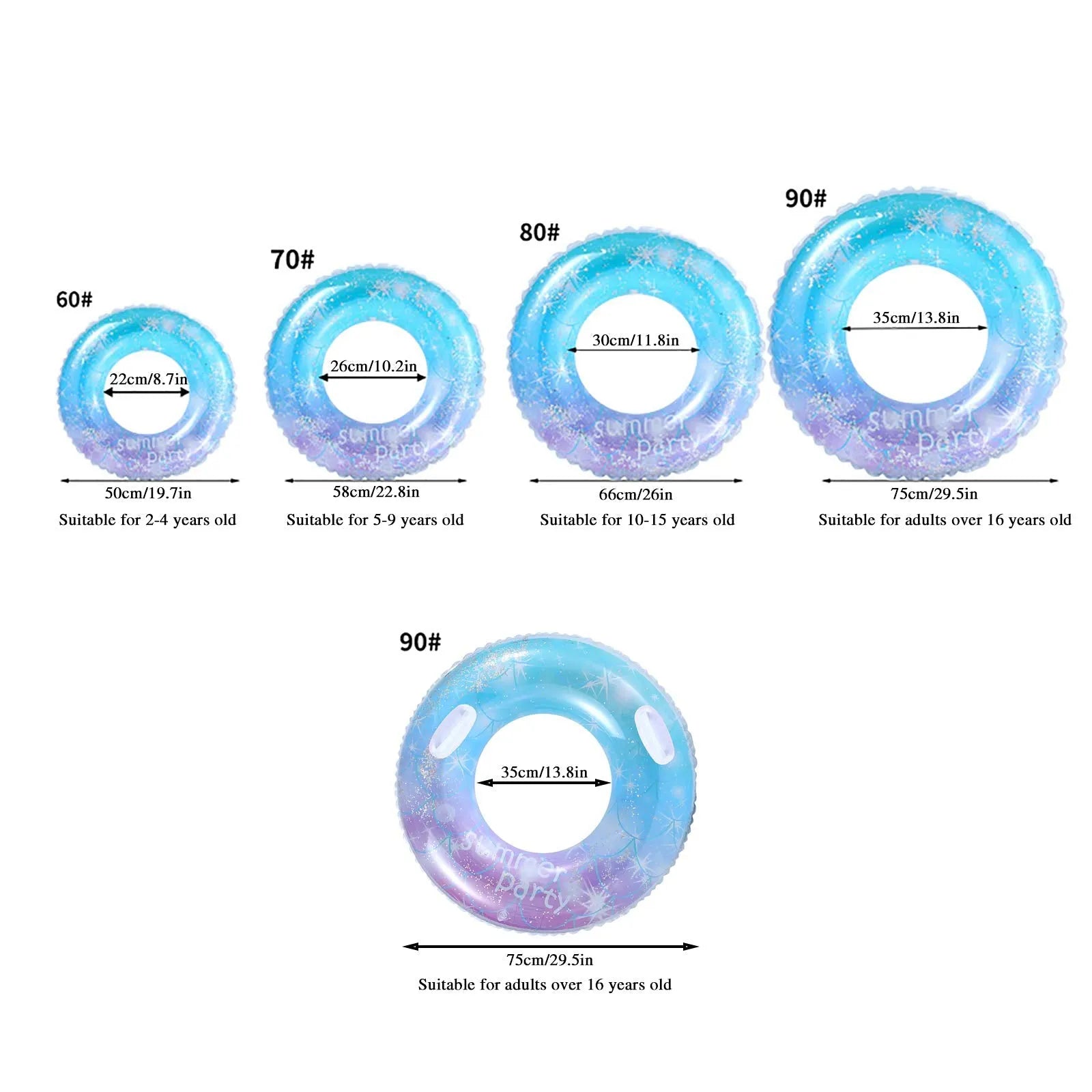 Glitter Swim Ring Pool Float Tube