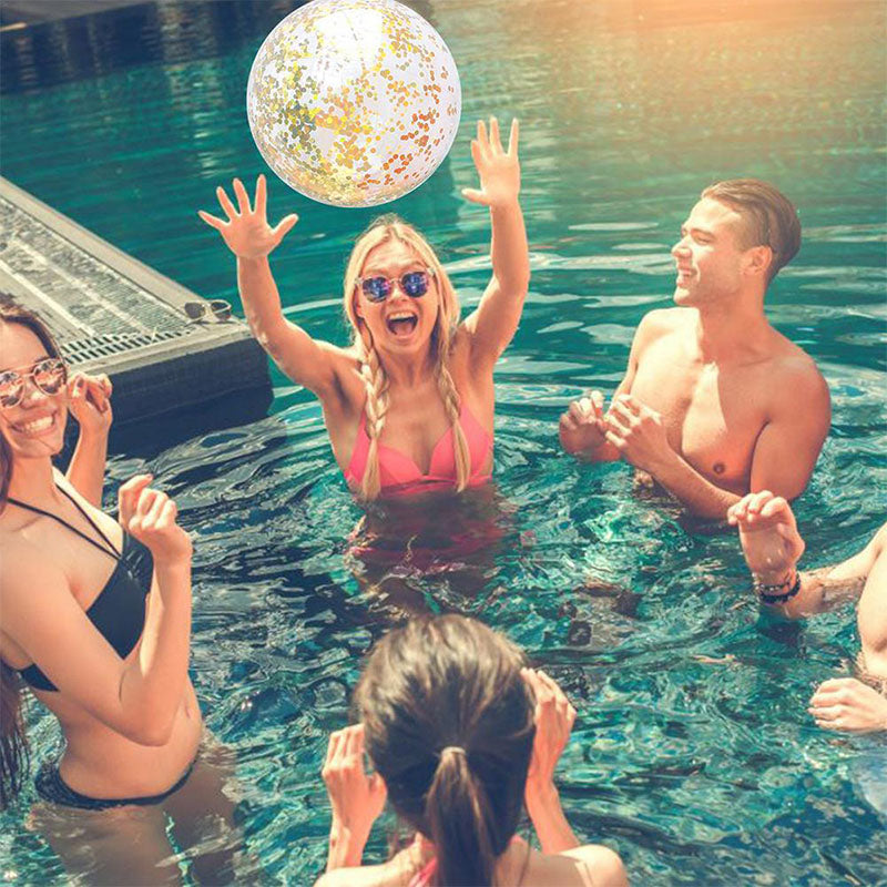 Glitter Beach Ball Family Party Water Toy with Inflator
