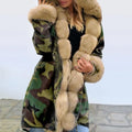 Womens Hooded Camouflage Warm Winter Coats Faux Fur Jacket Parka Overcoat