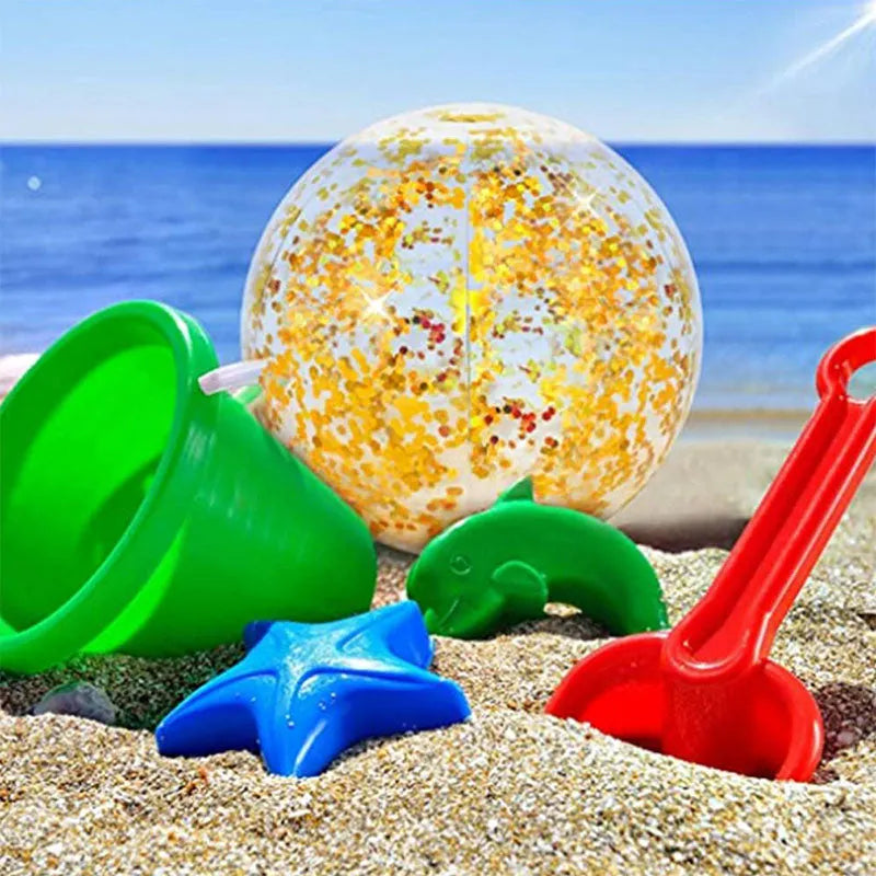Glitter Beach Ball Family Party Water Toy with Inflator